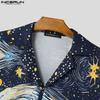 INCERUN Men Turn-down Collar Long Sleeve Buttons Floral Print Casual Loose Shirts