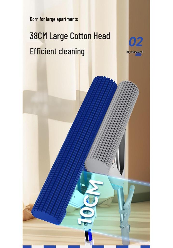 Sponge Mop: Foldable, Hand-Free Cotton Mop for Easy Water Absorption
