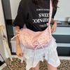 Ditsy Floral Bow Women Crossbody Shoulder Bag,Pleated Canvas Underarm Tote Bag,Petite Floral Print Sweet Handbag,Large Capacity
