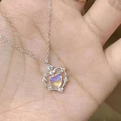 Luxurious Copper Heart Necklace Love Shape Jewelry Accessories Collarbone Chain Gradient Love Temperament Necklace Women Girls