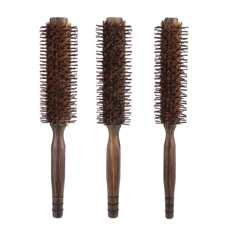 Small Round Hairbrush with Boar and Nylon Bristles Perfect for Blow Drying and Styling Short Thin Fine Hair