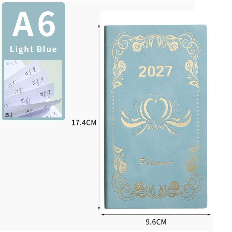 2027 Tragbarer A6 Tagesplaner 365 Tage Zeitplan Management Kalender Tagebuch Notizbuch für Büro Reise Gebrauch