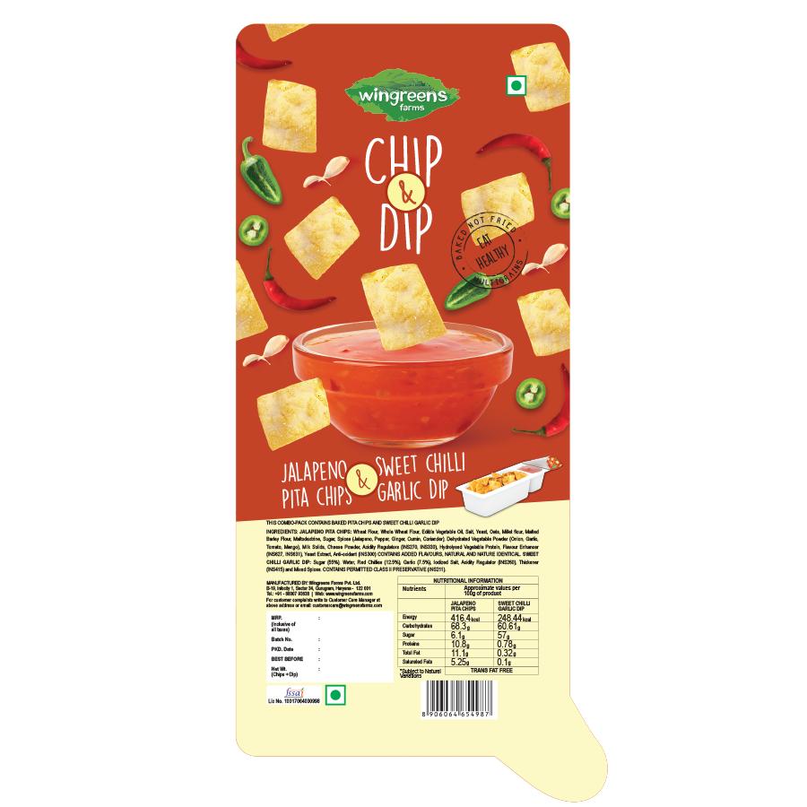 

Чипсы с Халапеньо со Сладким соусом чили (80 г), Jalapeno Pita Chips with Sweet Chilli Garlic Dip, Wingreens Farms