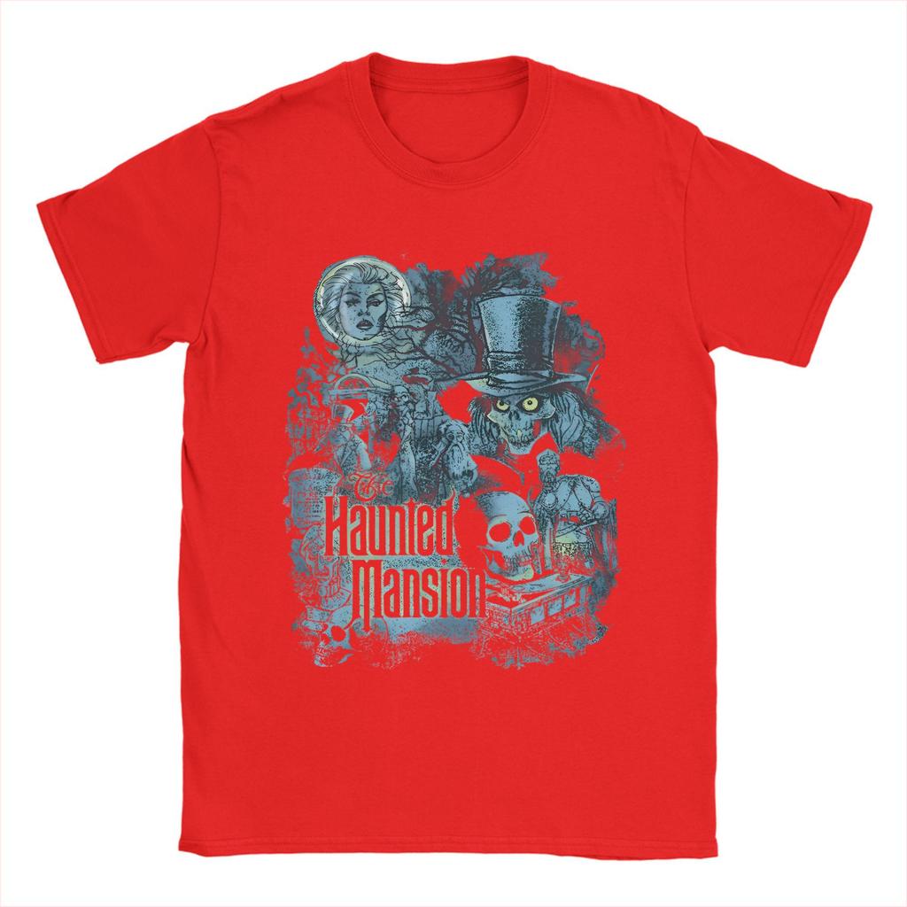 Men's The Haunted Mansion Scary Halloween T Shirt Spooky Season Pure Cotton Clothing Funny Short Sleeve Round Neck Tees T-Shirts