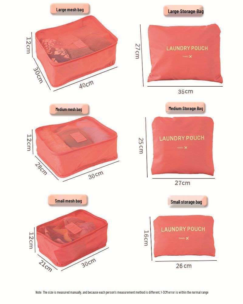 6-Piece Oxford Travel Set: Large Capacity Bag, Underwear & Bra Organizer, Shoe Bag