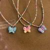 Butterfly Beaded Necklaces Butterfly Choker Pendant Necklace Beaded Choker Resin Material Perfect Gift for Girl Children