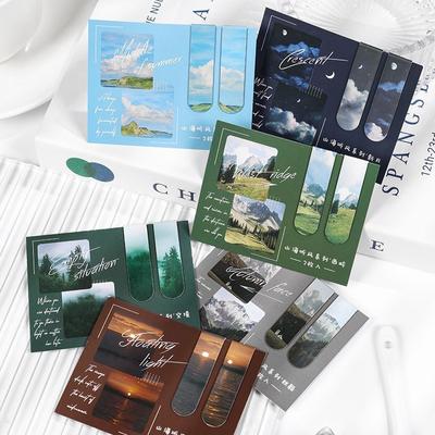 2pcs Landscape Themed Magnetic Bookmarks Magnet Page Markers Magnetic Page Clip For Students Teachers Fun Book Marks For Reading