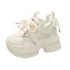 Fashion 9.5CM Women Casual Leather Sneaker Autumn Lace up High Platform Shoes Thick Sole Sport Dad Shoes Woman Sneakers Chaussure Femme