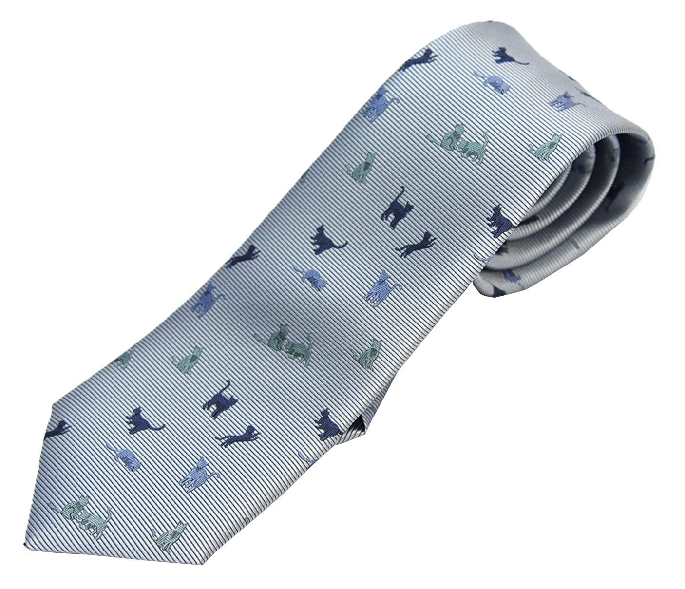 

Zero Style Cravat Cat Japanese Made in Popular Yukie Gray Necktie, 100% Silk, Nishijin-ori, Series, Pattern, Japan, (Yukie) (Blue (P))
