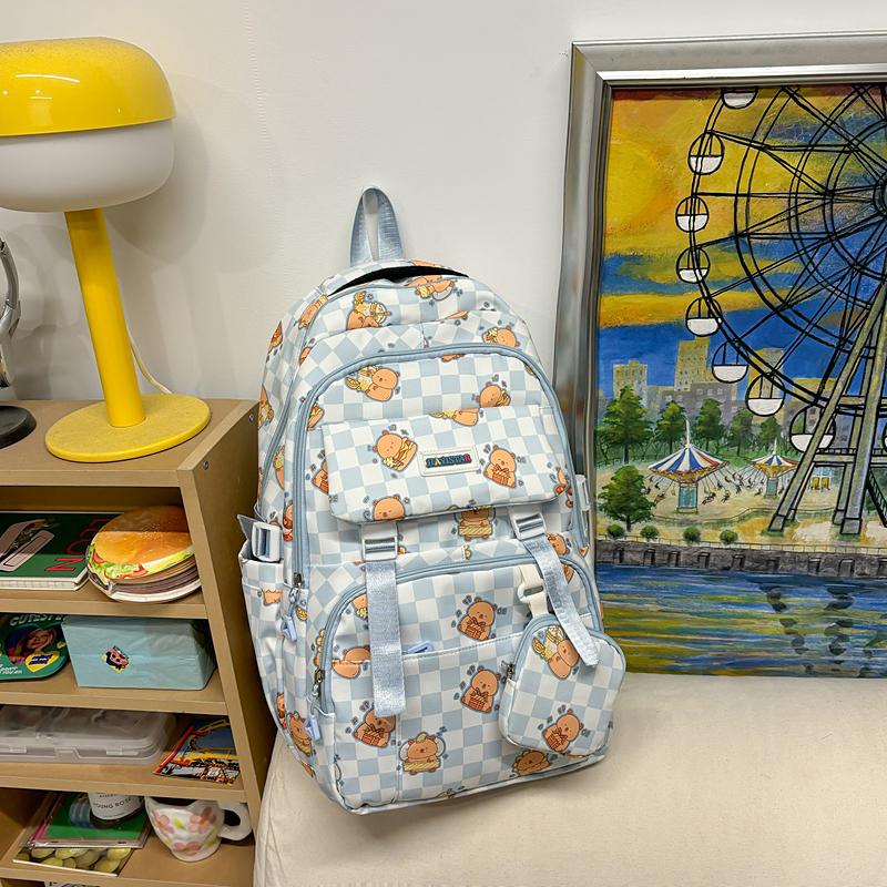 Printed Student Schoolbag Women's Large Capacity Travel Backpack with Coin Purse