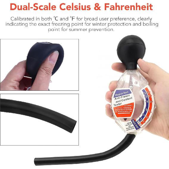 Coolant Tester, Antifreeze Tester High Accuracy Dial Type Anti-Freeze Coolant Tester Car Battery Liquid Densitometer 6/12/24V