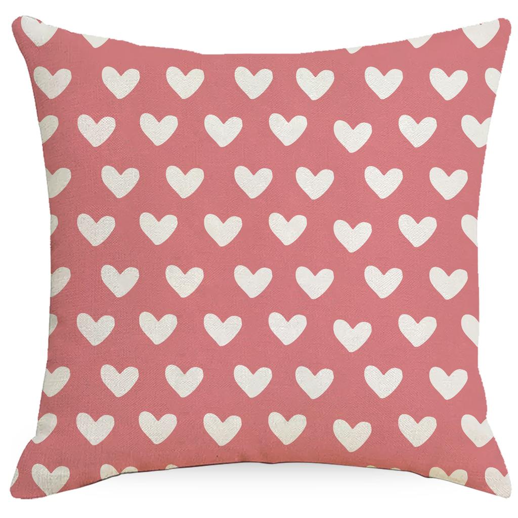 Valentine's Day Pink Love Printed Linen Pillow Cover Car Sofa Pillow Cushion Cover