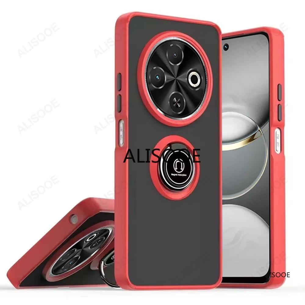 Shockproof Armor Funda for Tecno Spark 30C (4G) Case Translucent Ring Stand Holder Cover for Tecno Spark 30C (KL5, Kl5n) Cover