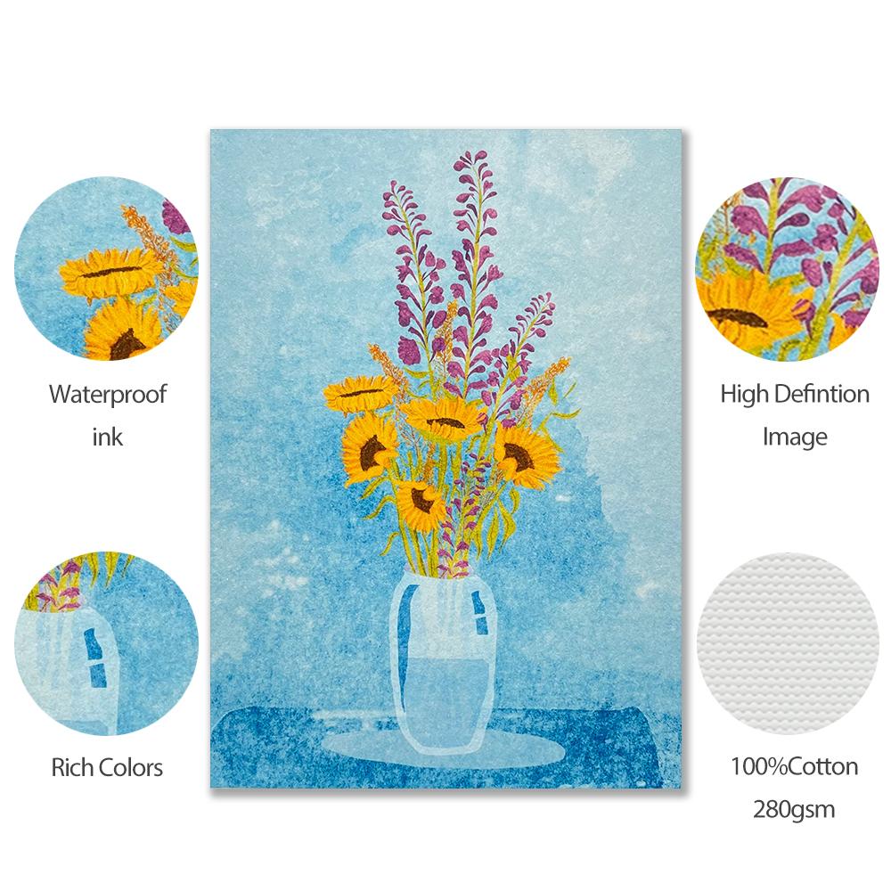 Abstract Flower Sunflower Wildflower Art Poster Print Retro Raissa Oltmanns Nude Sculpture Vase Canvas Painting Room Home Decor