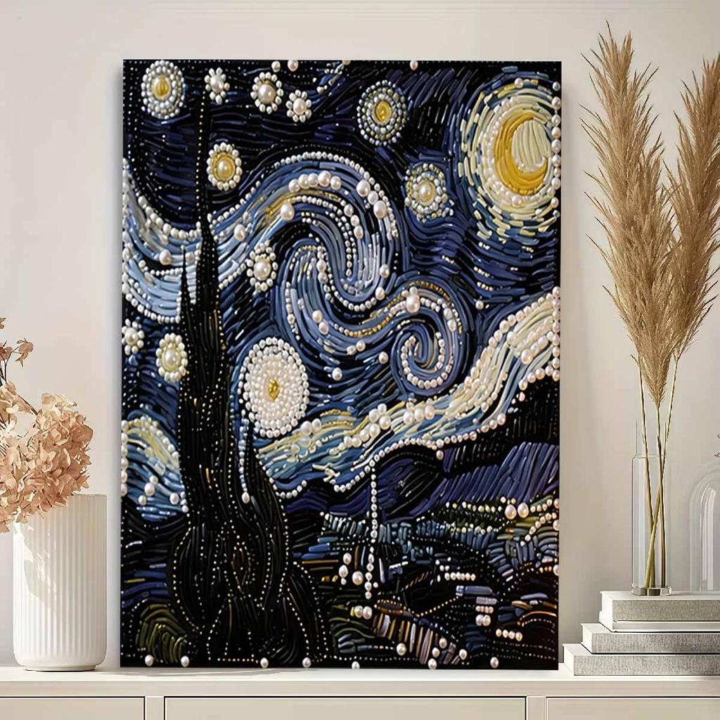 Crystal Pearl Painting 5D DIY Frame Decoration Painting The Night Sky Home Wall Decoration Transparent Pearl Gemstone Painting Picture Art Crafts