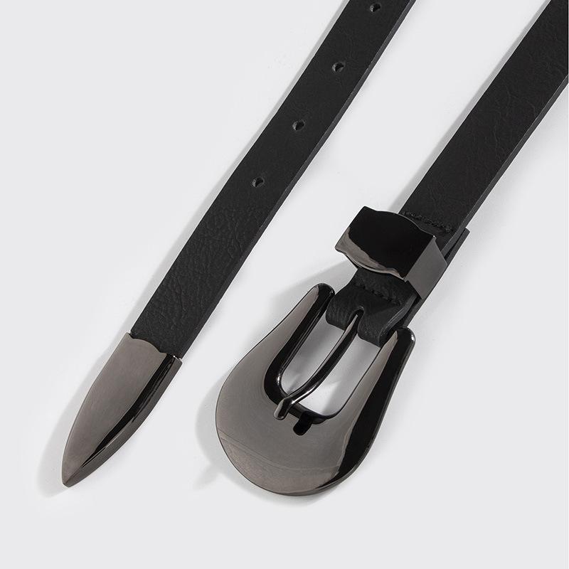 Fashionable, Elegant and Classic European and American Ladies' Texture Gun, Black Large Buckle, High-end PU Belt