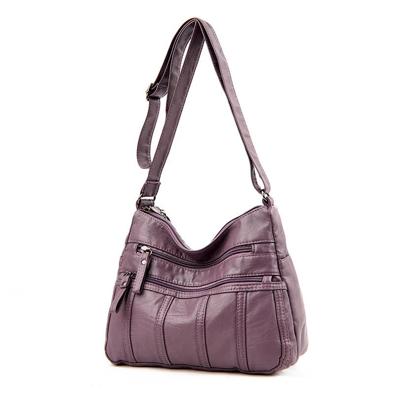 One-shoulder Mother Bag New Style Wash Leather Soft Leather Middle-aged Women's Bag Crossbody Bag Large Capacity Middle-aged and Elderly Crossbody Bag