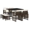 Vidaxl 9-Cz. Garden Furniture Set With Cushions, Brown, PE Rattan
