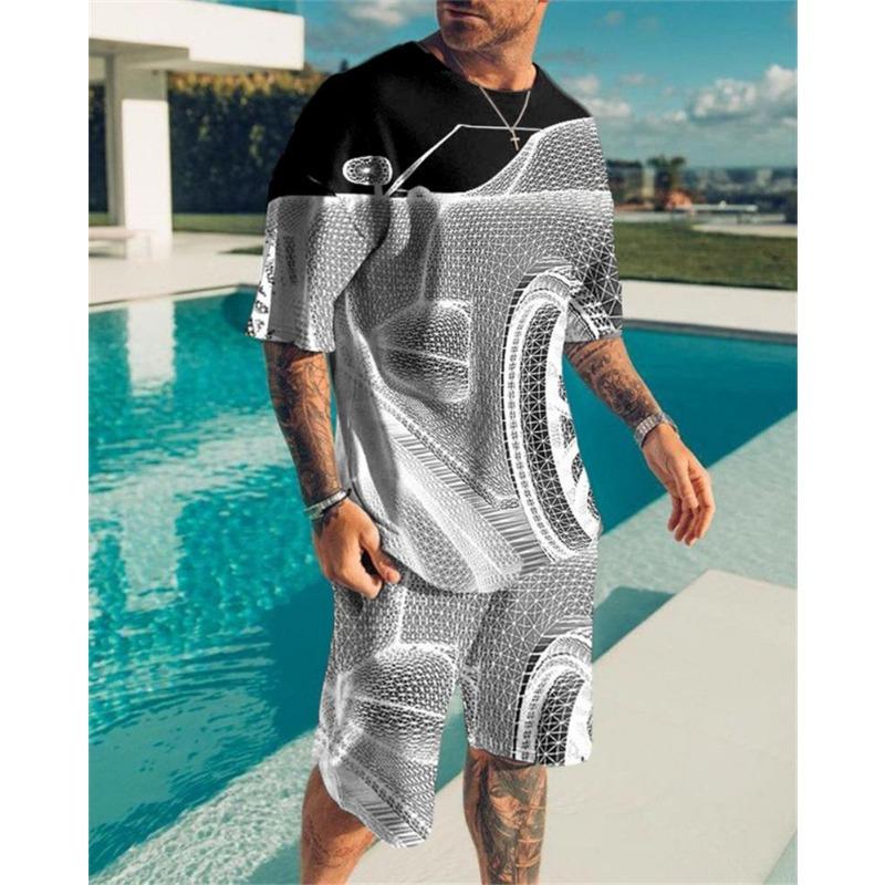 Luxury Brand 3D Lion Printed Men's T-Shirt Set Summer O-Neck Short Sleeve Oversized TShirt Top 3D Style Men's Casual Fashion Set
