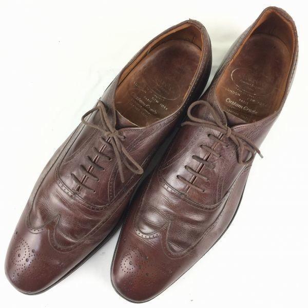 80er-90er Vintage Church's Three Cities Wingtip Businessschuhe Braun Größe 11B / 27,5-28,5cm Herren(GEBRAUCHT)