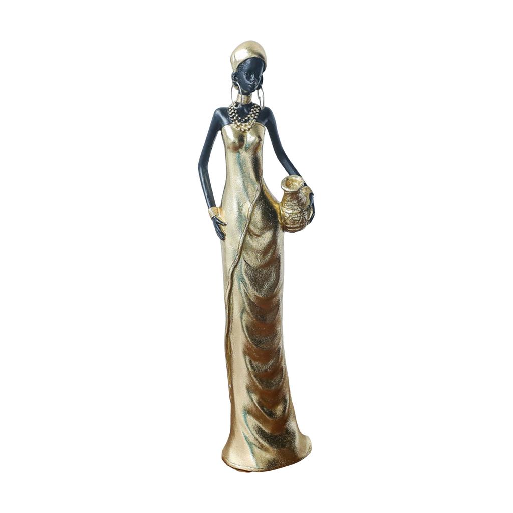 African Woman Sculpture Resin Black Woman Figurines for Unique Home Decoration