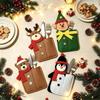 Weihnachtliche Besteckhalter mit niedlichen Cartoon-Tierdesigns für den festlichen Esstisch