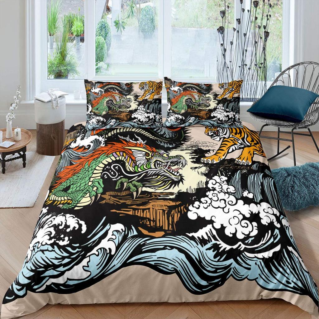 Dragon Head 3D Duvet Cover Set For Bedroom Decor Dragon Bedding Sets King Queen Size Bed Set Home Textiles Bedclothes 2/3pcs
