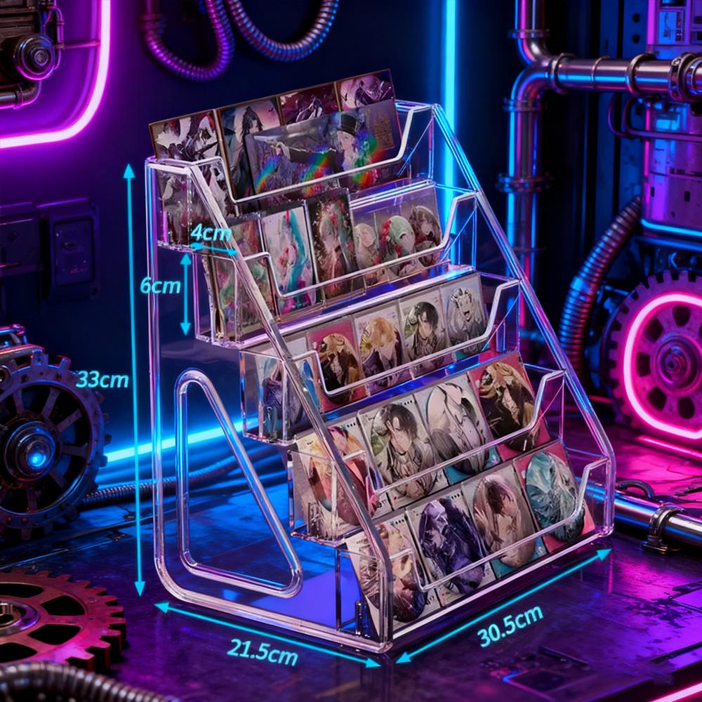 

5-Tier Clear Acrylic Anime Brooch Pin Display Rack Desktop Step Shelf Collectible Storage for Figurines Badges