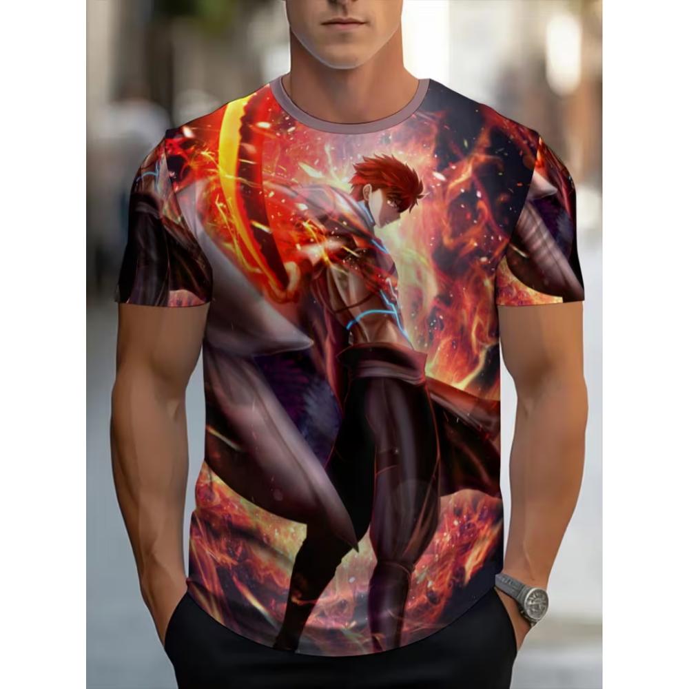 Men's Fashionable 3D Printed T-shirt, Suitable for Everyday Casual Wear, Machine Washable.