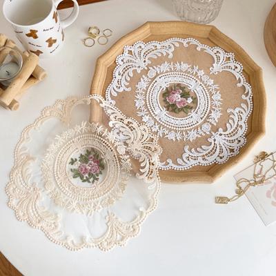 Vintage Round Lace Coaster Elegant Afternoon Tea Lace Coffee Coaster Table Mat Dining Table Accessories