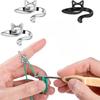 1PC Geometric Cat Ring Knitted Yarn Top Needle Crochet Hook Adjustable Knitted Crochet Hook Thread Loop Sewing Supplies