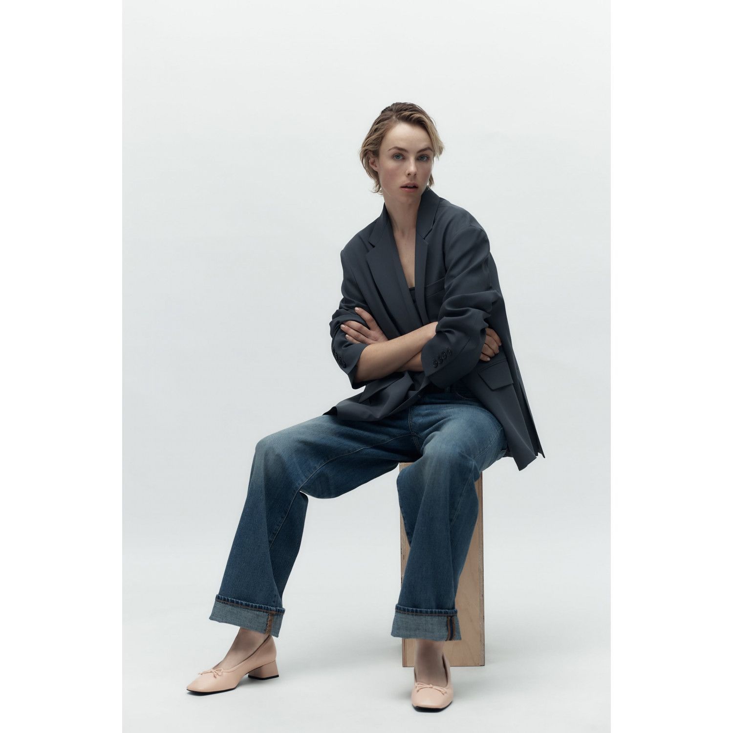 

LEATHER BALLERINAS WITH BLOCK HEEL