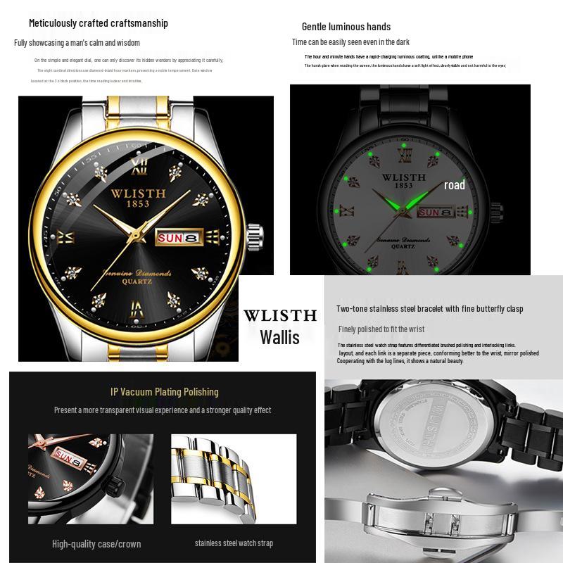 Wolis Men's Waterproof Quartz Stainless Steel Automatic Watch