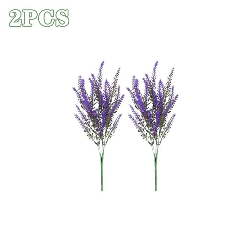 

2-16PCS 5 Prong Lavender Artificial Flowers UV Resistant Fake Plant for Outdoor Garden Decor Faux Plastic Flower Home Decoration