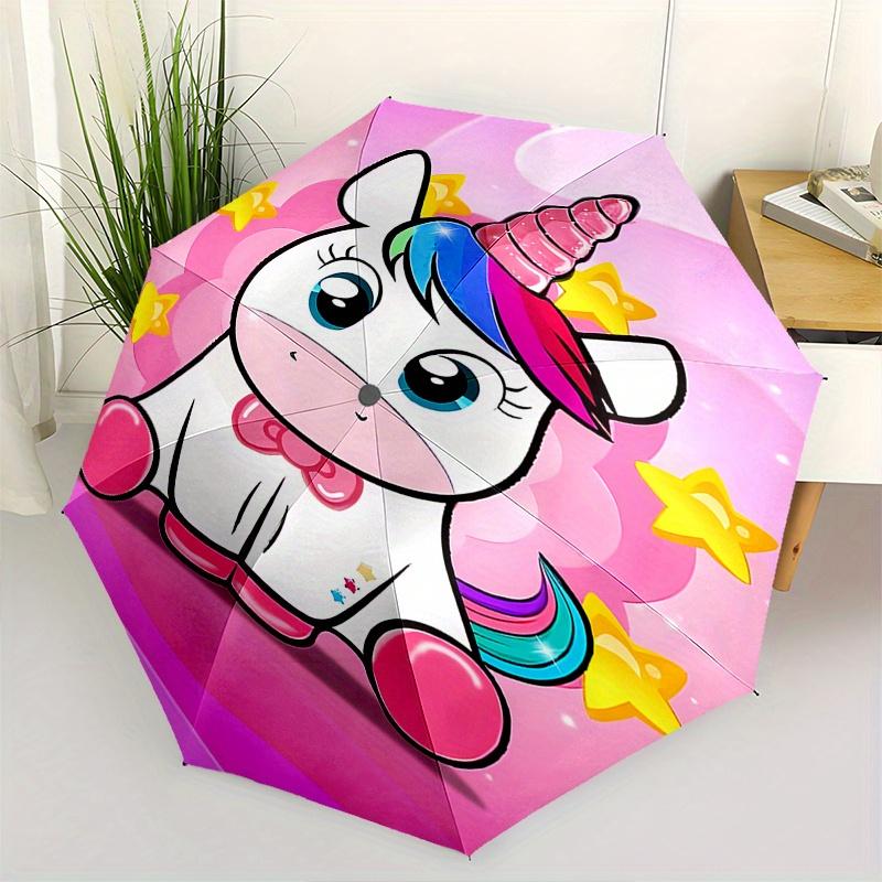 

Unicorn, Stars Theme 8 Bone Hand Automatic Folding Umbrella, Compact and Portable Design, A Perfect Gift for Birthday, Christmas or Business