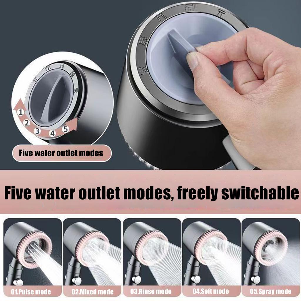 1Pc Shower Head Set, Bathroom Massage Shower Head, Removable Cartridge Design Five Modes Handheld Shower Head