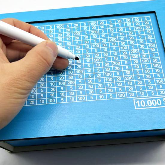 Salvadanaio in Legno Cassaforte Contanti Risparmiatore per Adulti Bambini Scatola Sfida di Risparmio $10000 $5000 $1000 Salvadanaio Educativo con Contatore Obiettivo