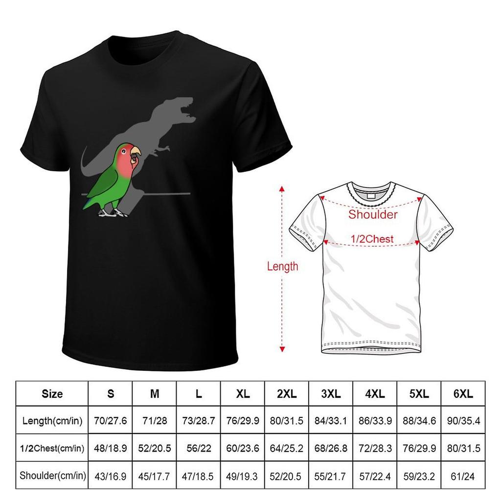 TRex Shadow Rosy Faced Green Lovebird TShirt Graphic Shirts Anime Clothes Mens Graphic Tshirts Pack