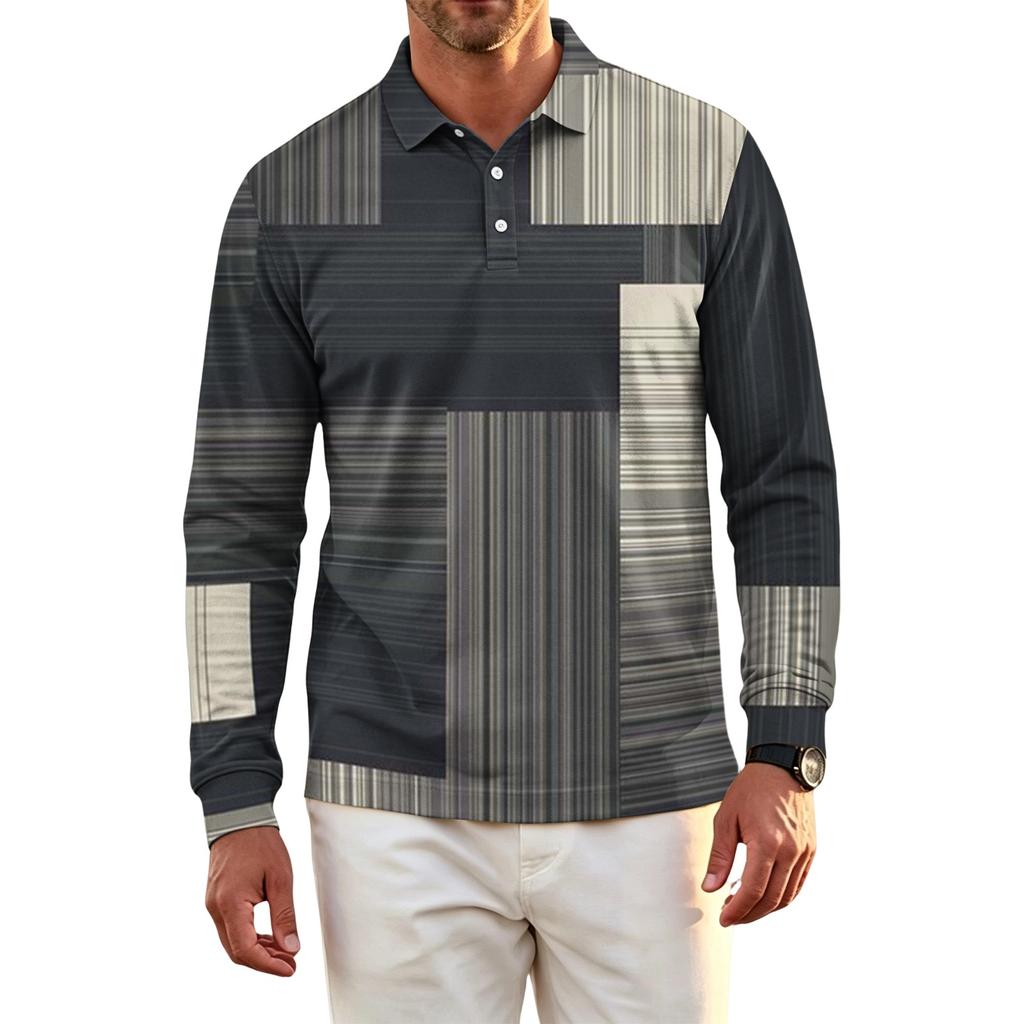 Men's Long Sleeve Quick Dry Golf Shirt with Breathable Mesh for Casual Outdoor Sports