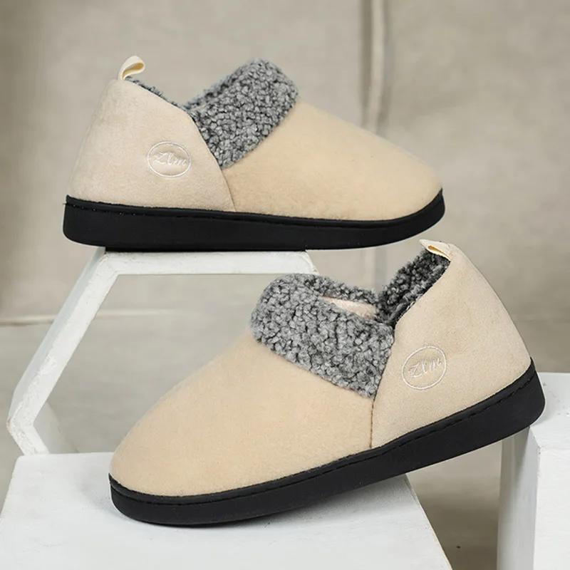 Fashion Winter Thicked Plush Ankle Boots Women 2025 Slip-On Non-Slip Warm Short Boots Woman Comfort Soft Sole Casual Cotton Shoes Female