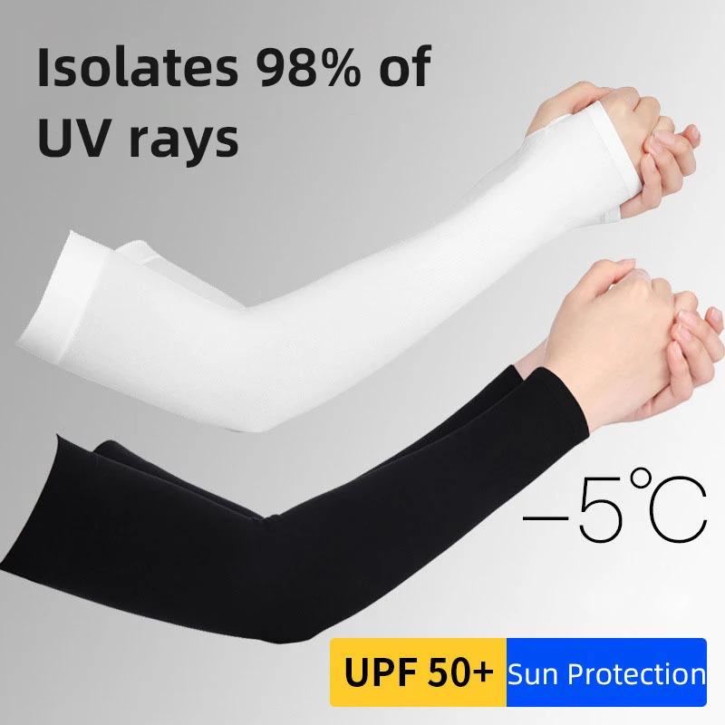 Uv Protection Arm Sleeves Summer Sunscreen Cooling Ice Silk Long Sleeve Gloves For Golf Riding Sports Outdoor