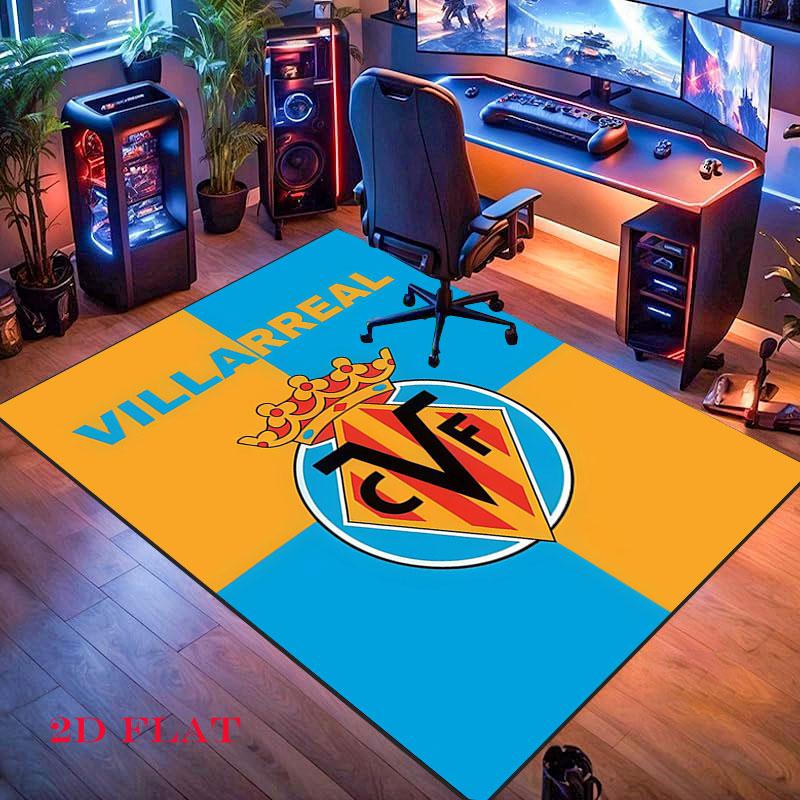 Tappeto Tappeto con Logo Villarreal per Soggiorno Camera da Letto Casa Decorazione Divano, Tappetino Antiscivolo per Giochi Bambini
