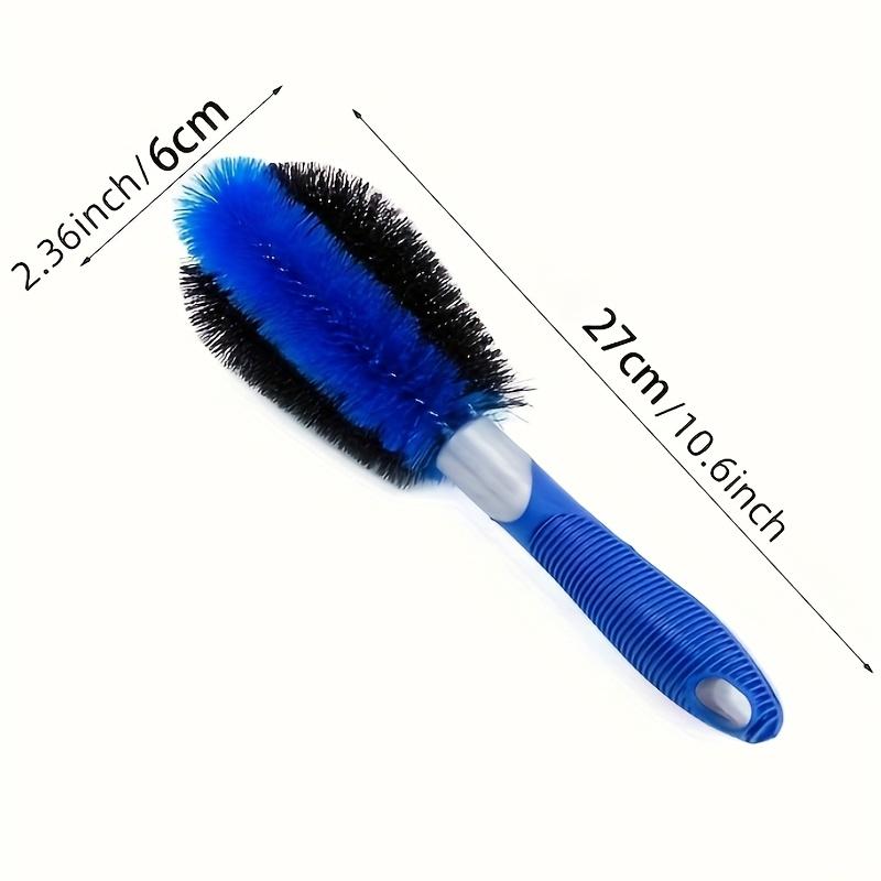 1pc Curved Handle Wheel Cleaning Brush with Soft Bristles & Reinforced Core - Multi-Surface Scrubber for Car Rims/Tires/Exterior