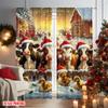 2 Stück 2D Flachdruck Weihnachts Vorhänge Frohe Weihnachten Bauernhof Niedliche Tiere Vielseitiges Polyester Ohne Strom Familienfeier