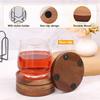 4Pcs/1set Japanese Style Bamboo Wood - Heat-Resistant Coasters - with 1 Iron Stand - Solid Wood Round Tea Cup Coasters