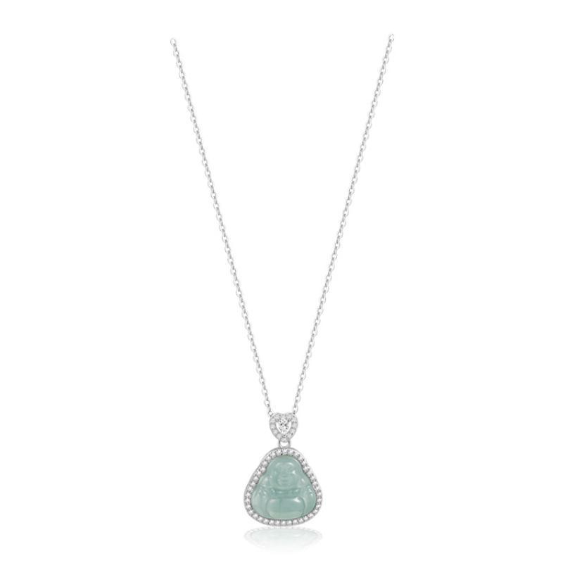 Chinese Style Natural Fresh Green Chalcedony Pendant Necklace Elegant Jewelry for Women Date Wear Valentine's Gift