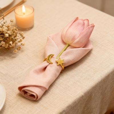 1-24PCSFashion Simple Alloy Moon Star Napkin Rings Gold Metal Table Decor for Ramadan Eid Islamic Party Banquet Kitchen Home Use