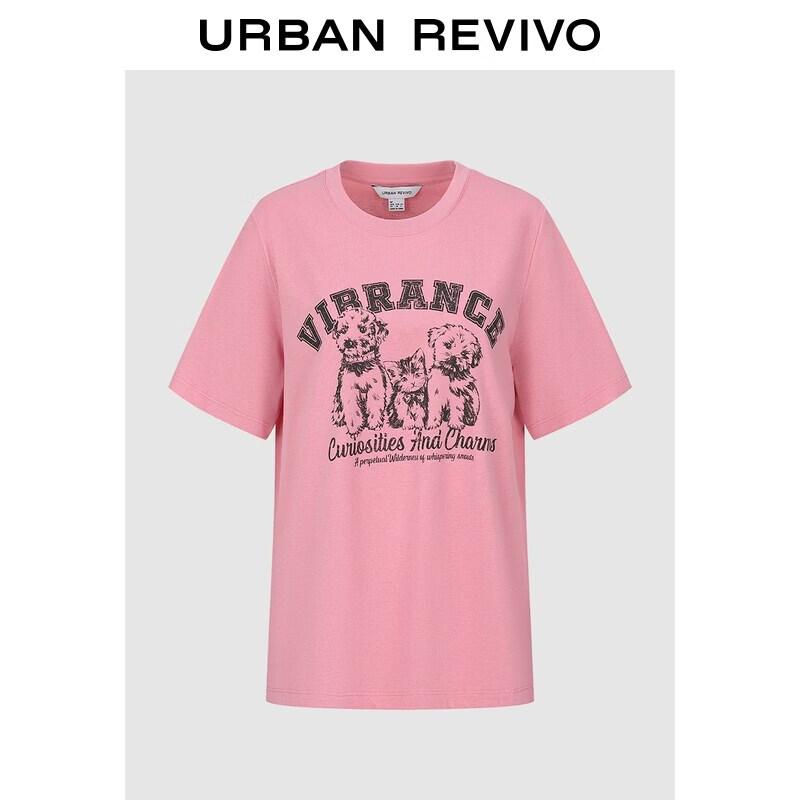 UR 2026 Women s Casual Pet Print Round Neck T-shirt XL