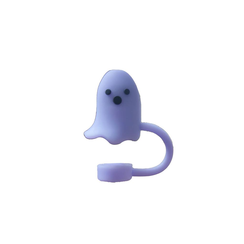 Cute Ghost Straw Covers Cap Compatible With Stanley Cup Silicone Reusable Drinking Straw Topper Accessories Halloween Gifts