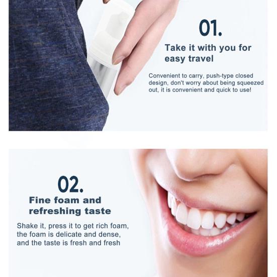Yousheng 60ml Toothpaste Foam Deep Cleaning Stain Removal Yellowish Eliminating Whitening Teeth Refreshing Breath Teeth Foam for Beauty